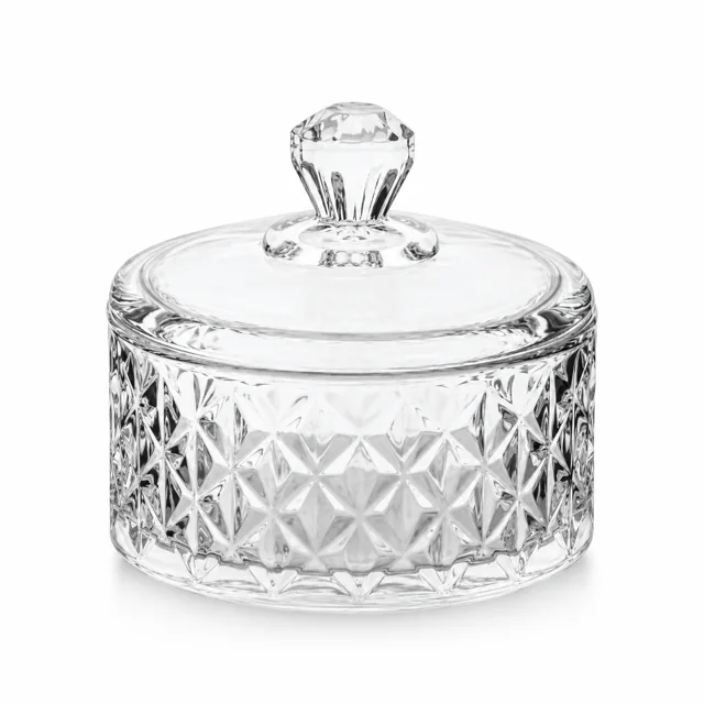 300ml Geometric-Pattern Glass Candle Jar with Lid - VSS-CJ-087 — clear