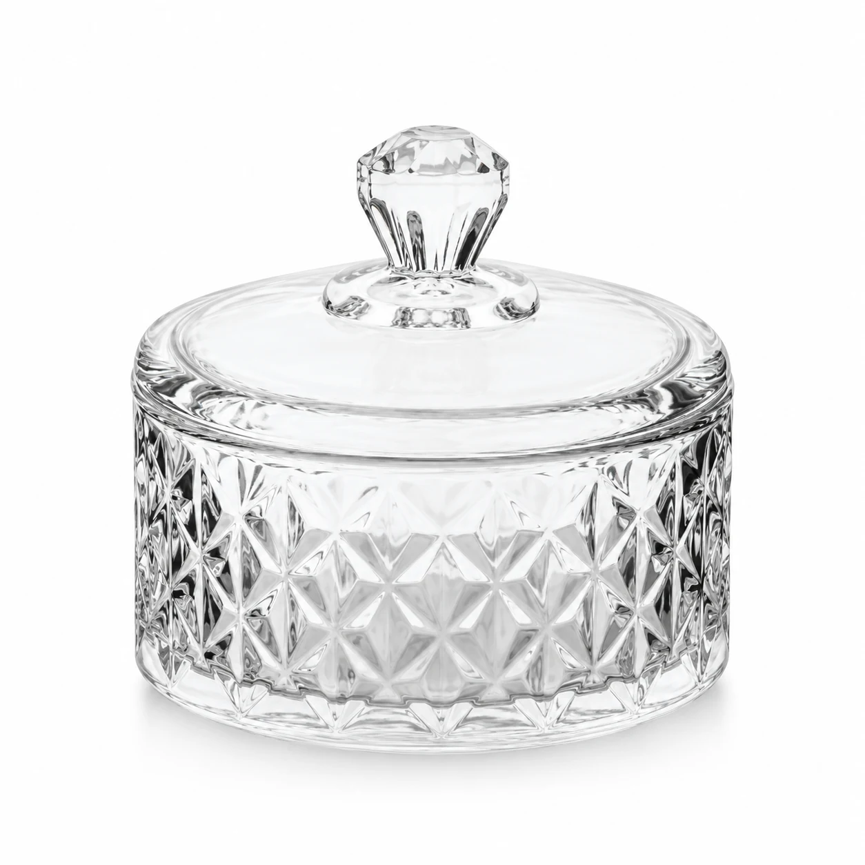300ml Geometric-Pattern Glass Candle Jar with Lid - VSS-CJ-087 — clear