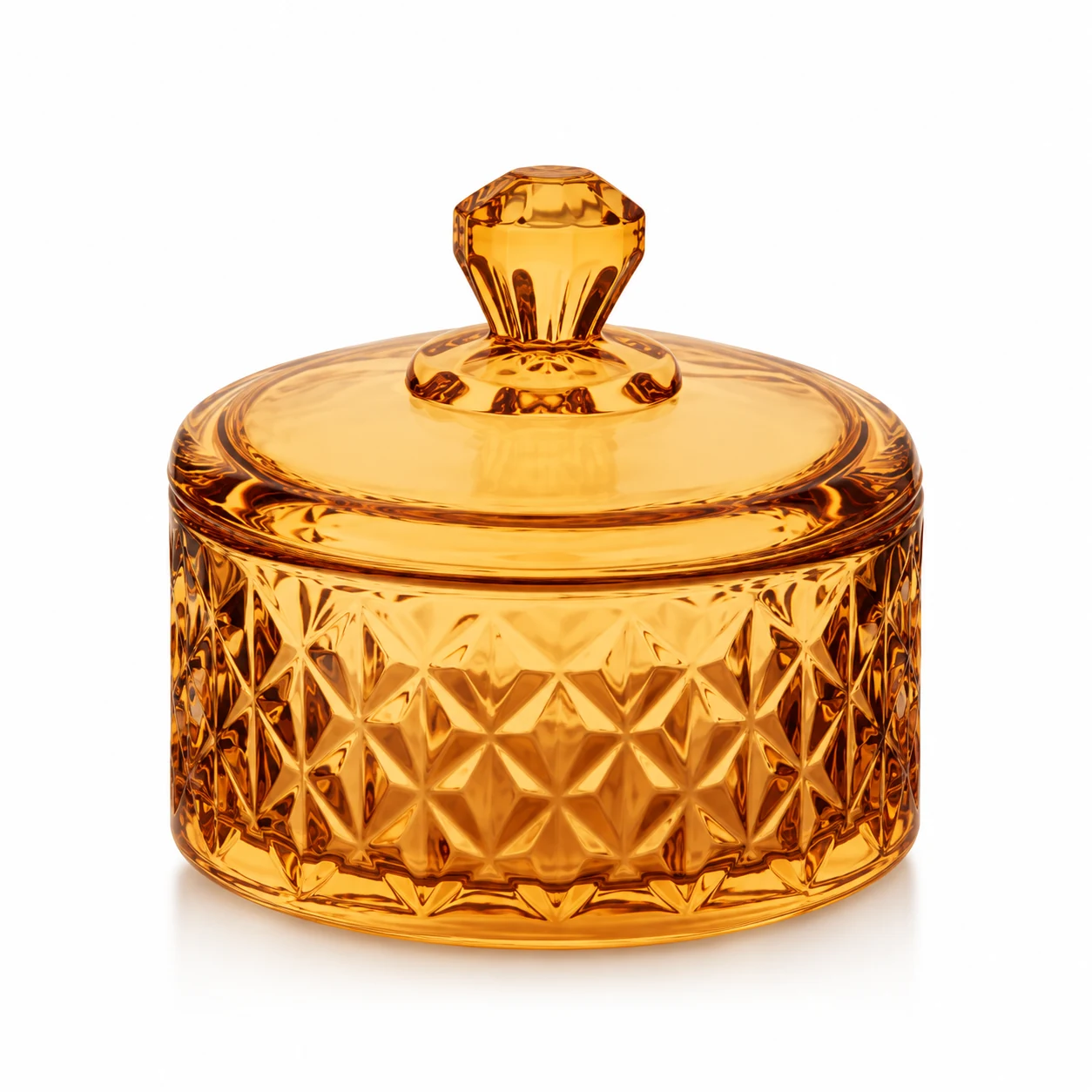 300ml Geometric-Pattern Glass Candle Jar with Lid - VSS-CJ-087 — amber