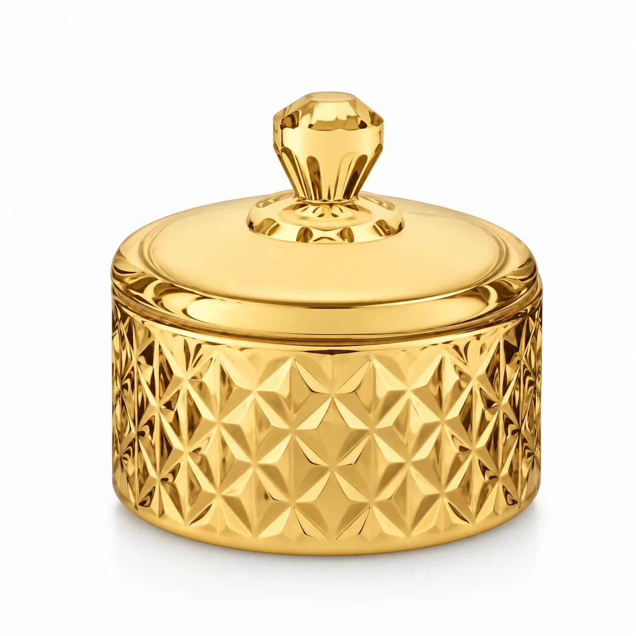 300ml Geometric-Pattern Glass Candle Jar with Lid - VSS-CJ-087 — gold
