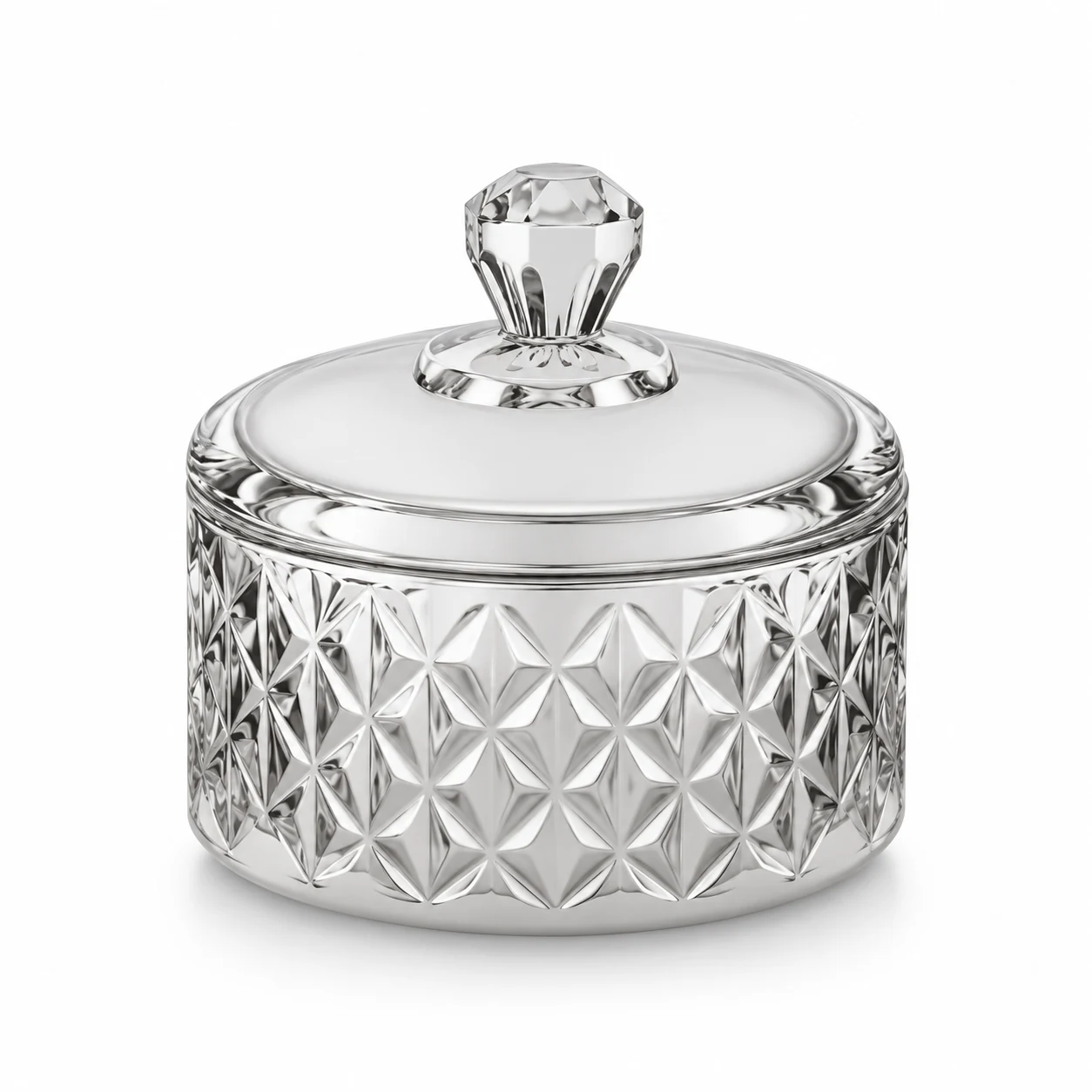 300ml Geometric-Pattern Glass Candle Jar with Lid - VSS-CJ-087 — silver