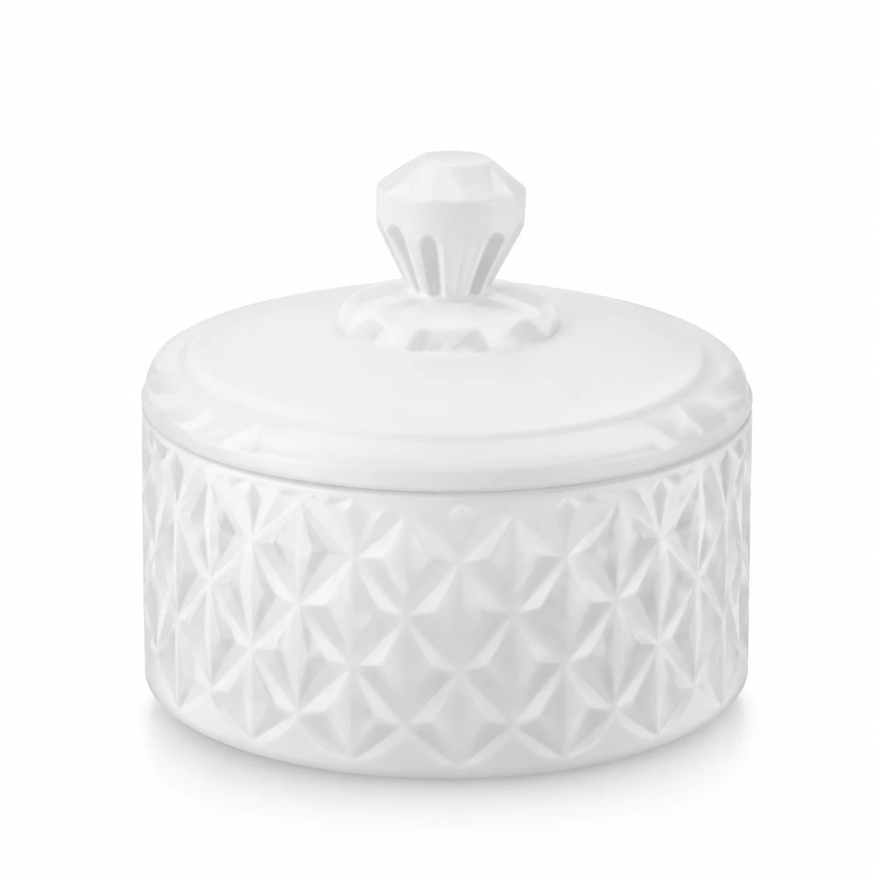 300ml Geometric-Pattern Glass Candle Jar with Lid - VSS-CJ-087 — white
