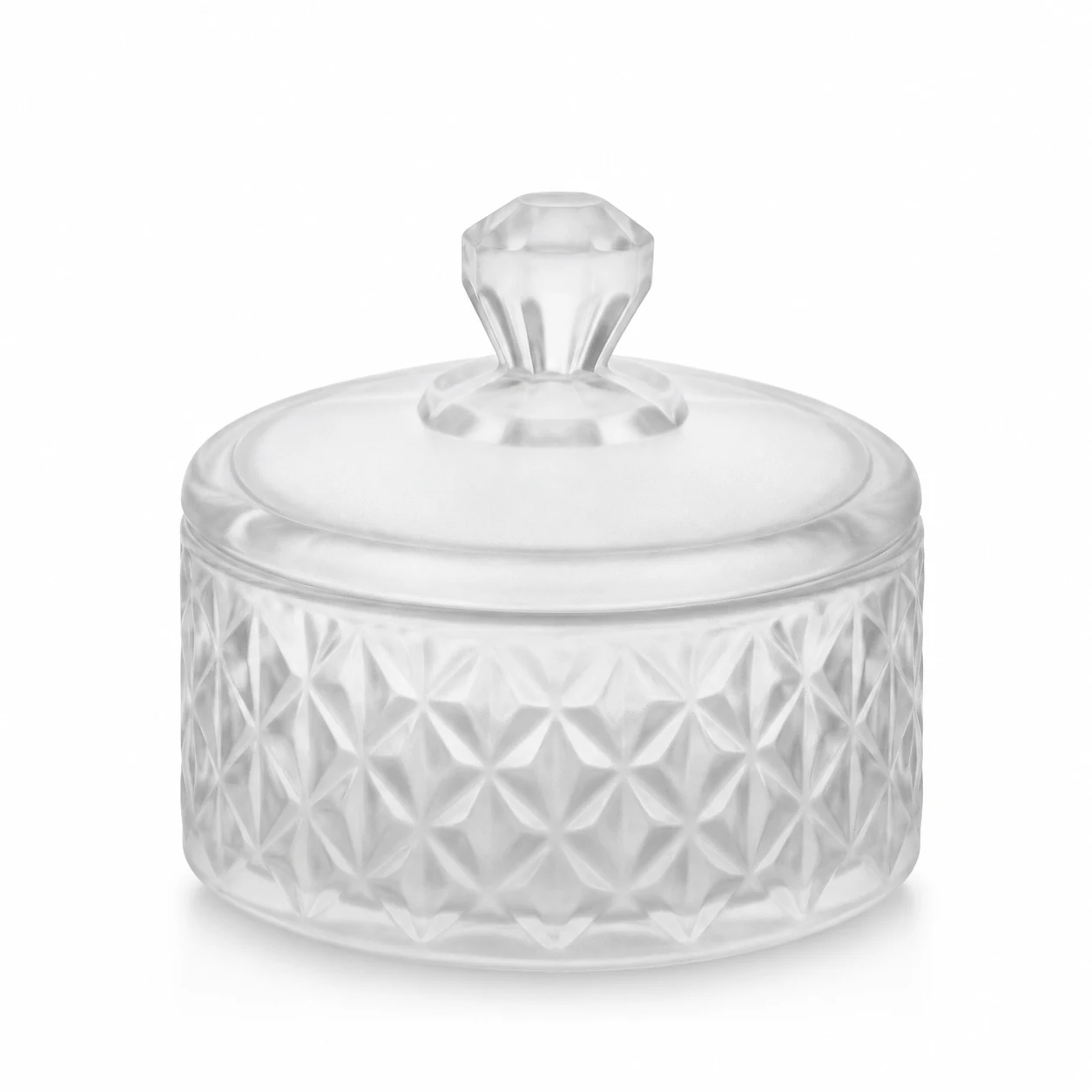 300ml Geometric-Pattern Glass Candle Jar with Lid - VSS-CJ-087 — frosted