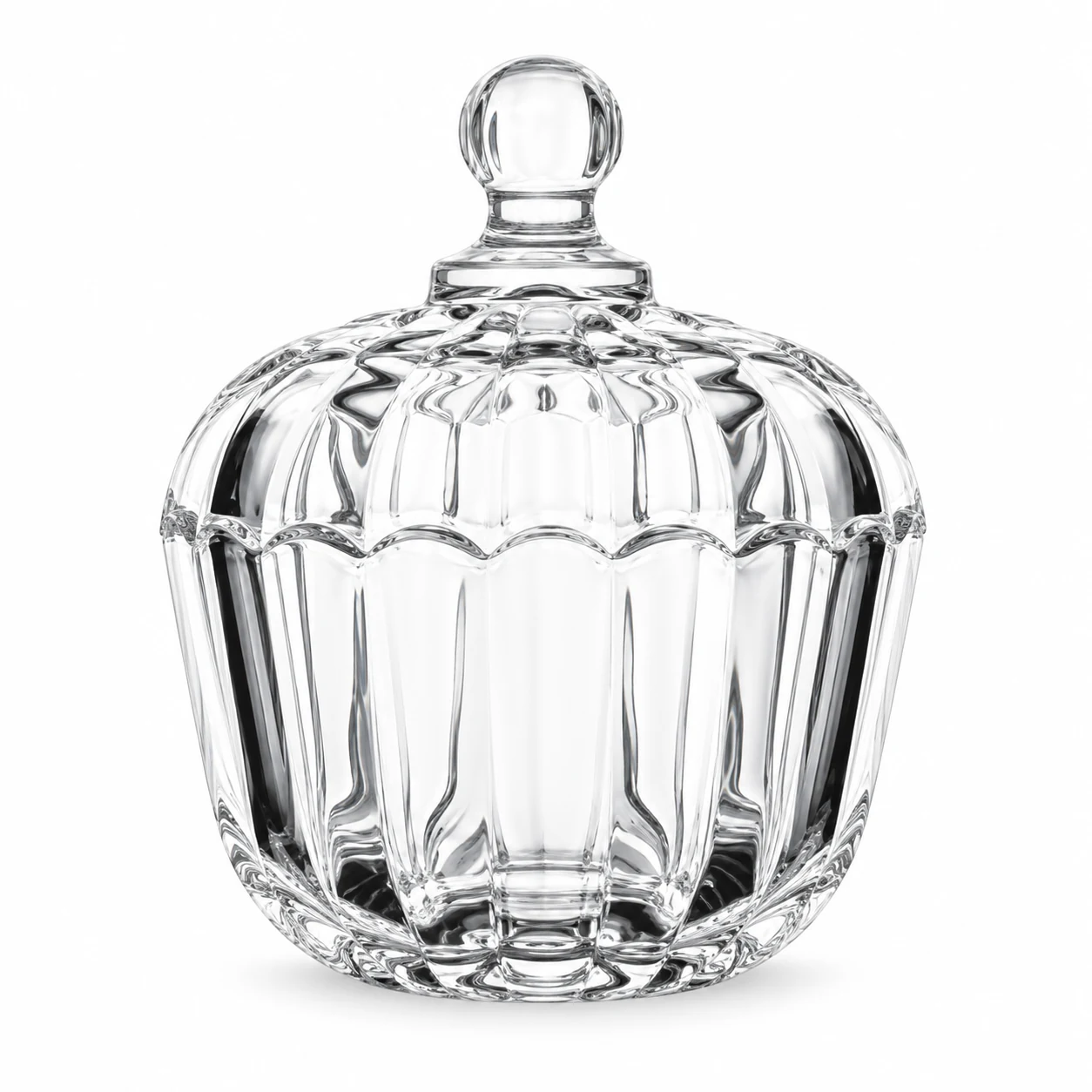 150ml Fluted Glass Candle Jar with Lid - VSS-CJ-088 — clear