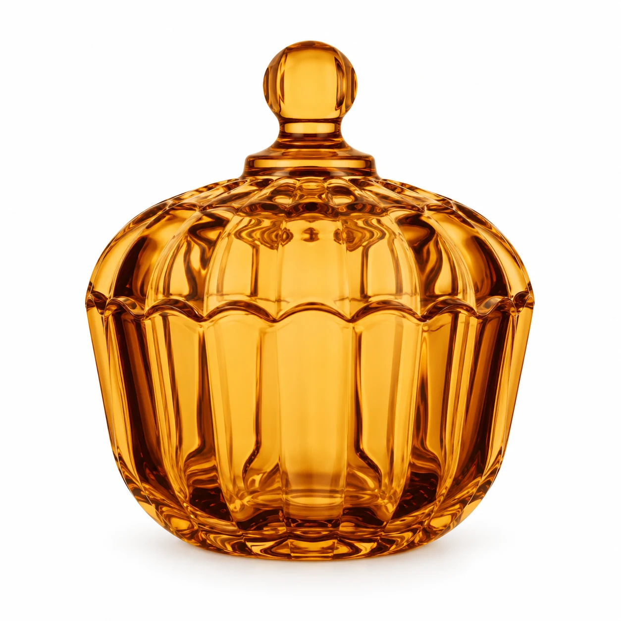150ml Fluted Glass Candle Jar with Lid - VSS-CJ-088 — amber