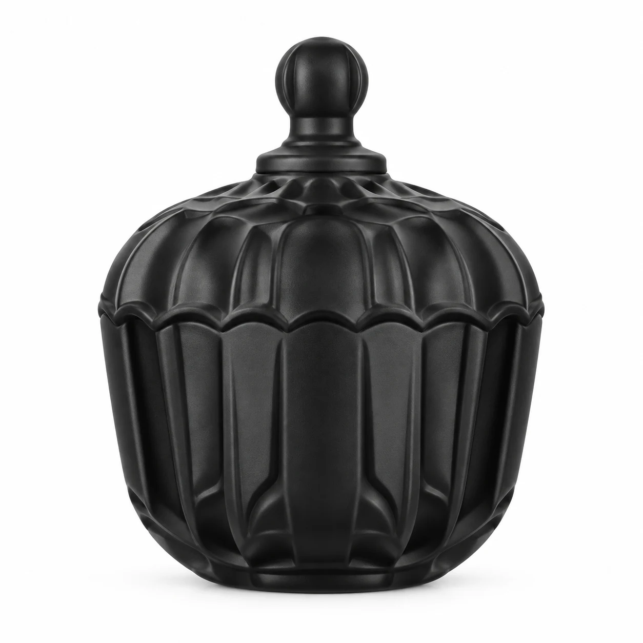 150ml Fluted Glass Candle Jar with Lid - VSS-CJ-088 — black