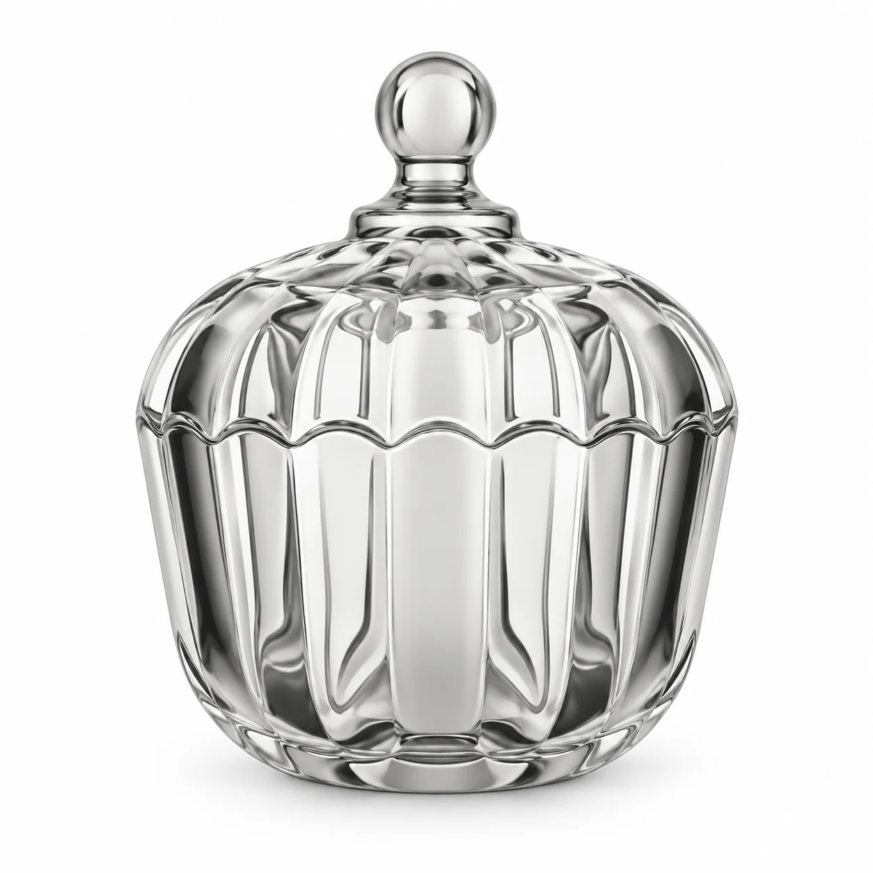 150ml Fluted Glass Candle Jar with Lid - VSS-CJ-088 — silver