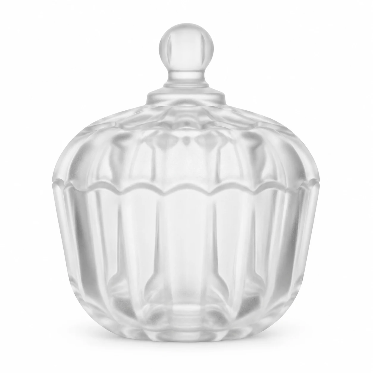 150ml Fluted Glass Candle Jar with Lid - VSS-CJ-088 — frosted