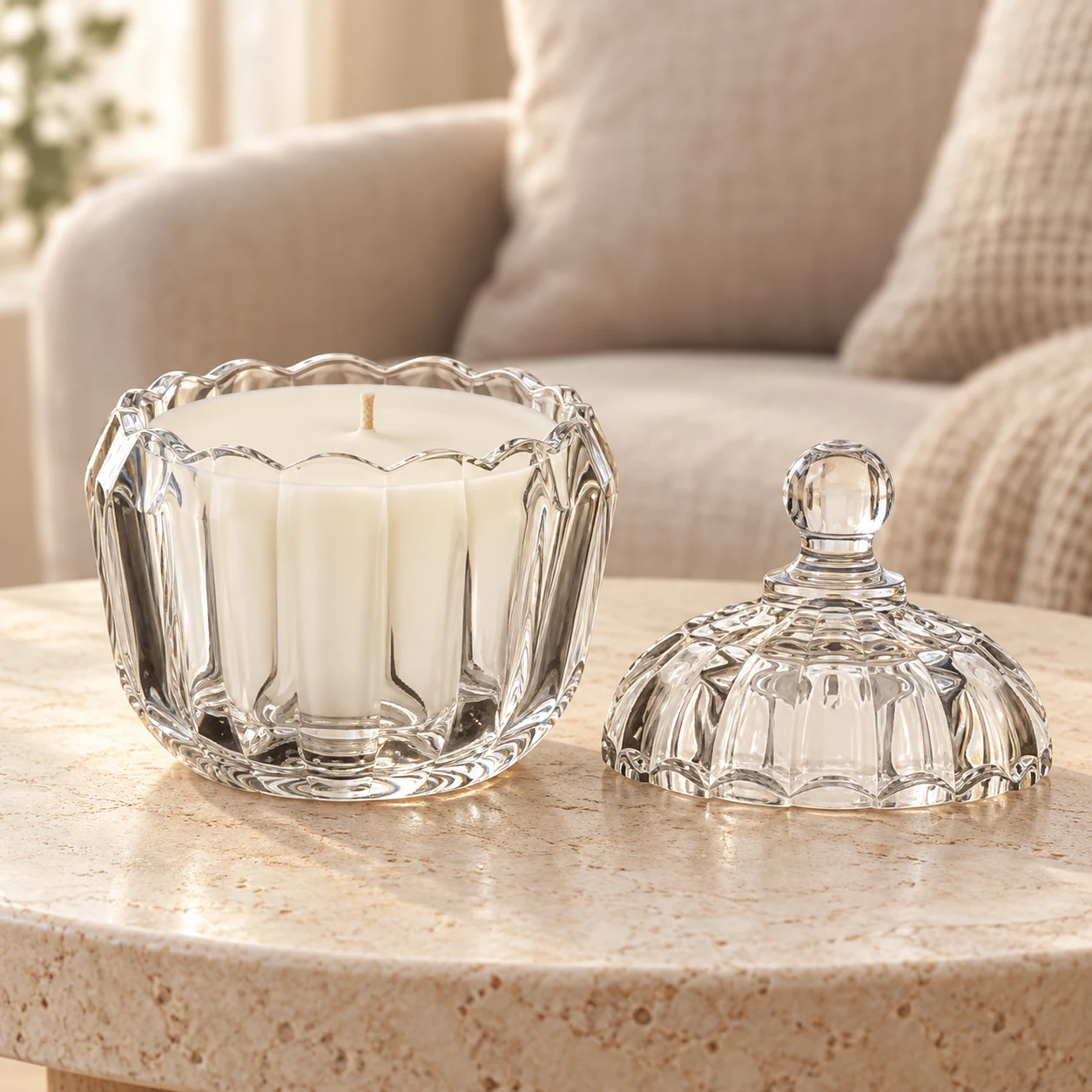 150ml Fluted Glass Candle Jar with Lid - VSS-CJ-088 — lifestyle 01