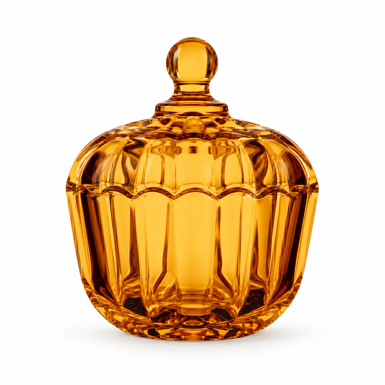 300ml Fluted Glass Candle Jar with Lid - VSS-CJ-089 — amber