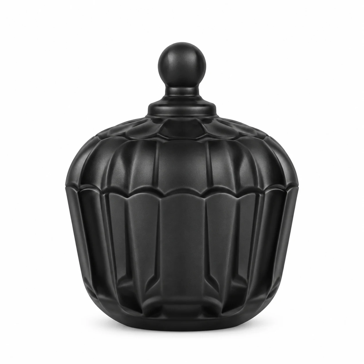 300ml Fluted Glass Candle Jar with Lid - VSS-CJ-089 — black