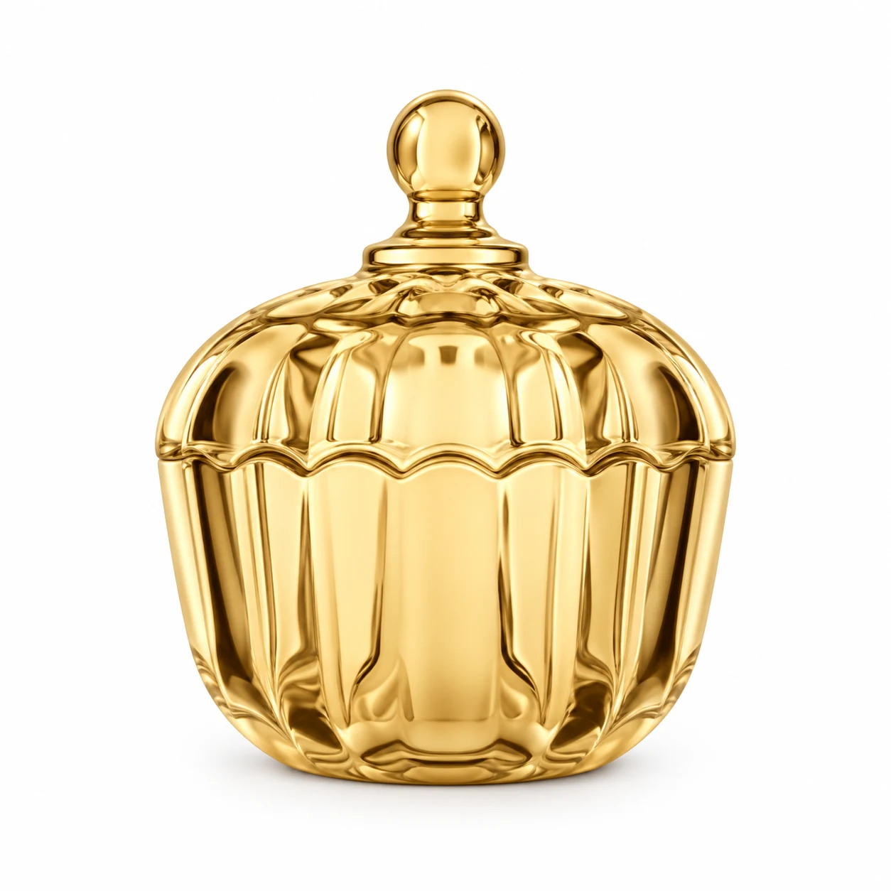 300ml Fluted Glass Candle Jar with Lid - VSS-CJ-089 — gold
