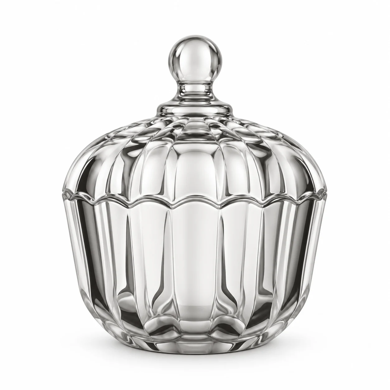 300ml Fluted Glass Candle Jar with Lid - VSS-CJ-089 — silver