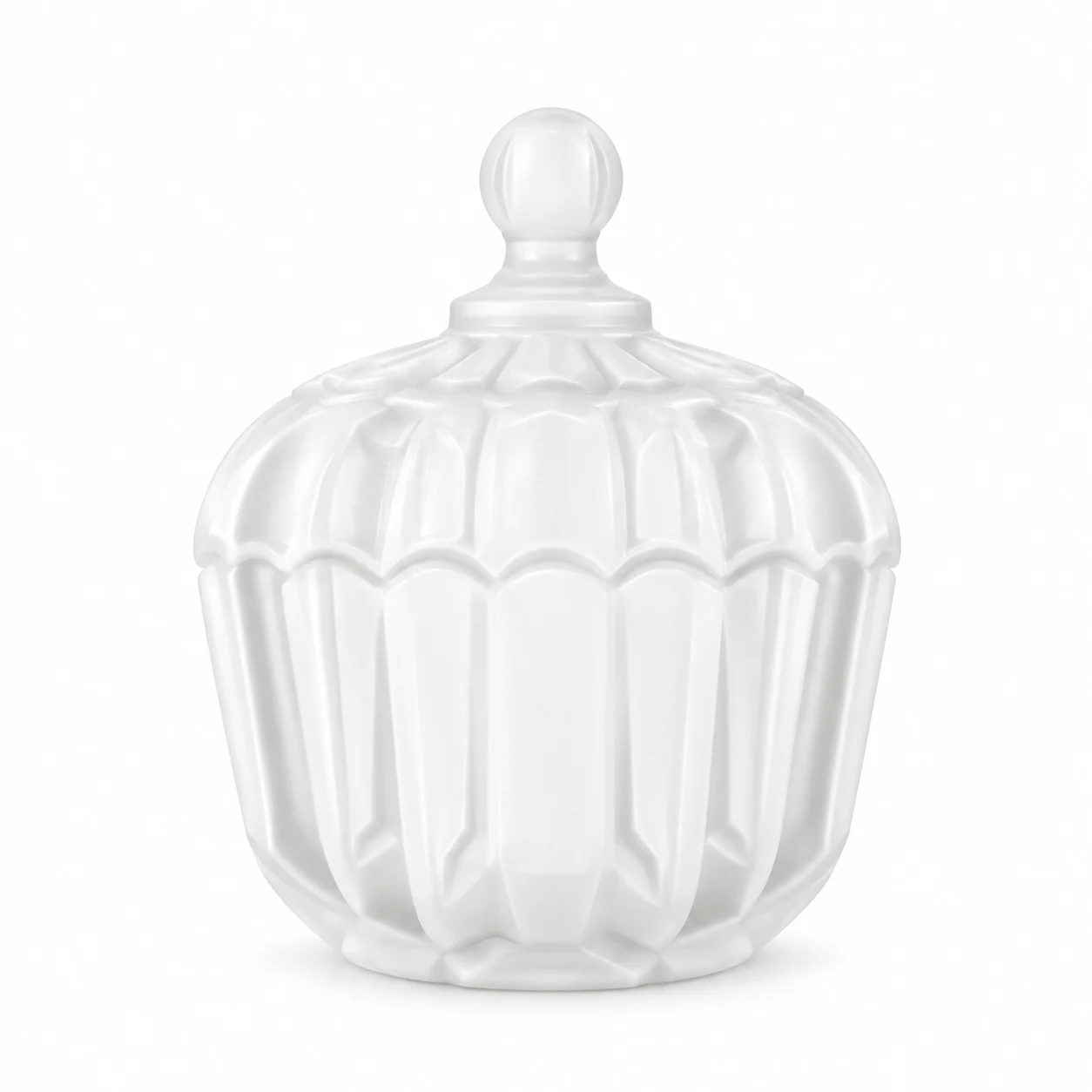 300ml Fluted Glass Candle Jar with Lid - VSS-CJ-089 — white