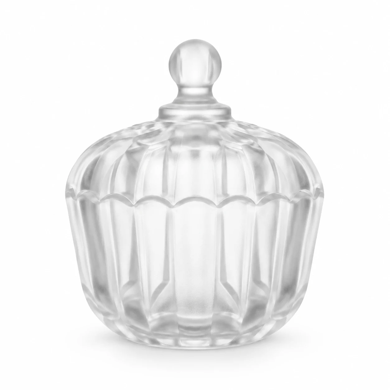 300ml Fluted Glass Candle Jar with Lid - VSS-CJ-089 — frosted