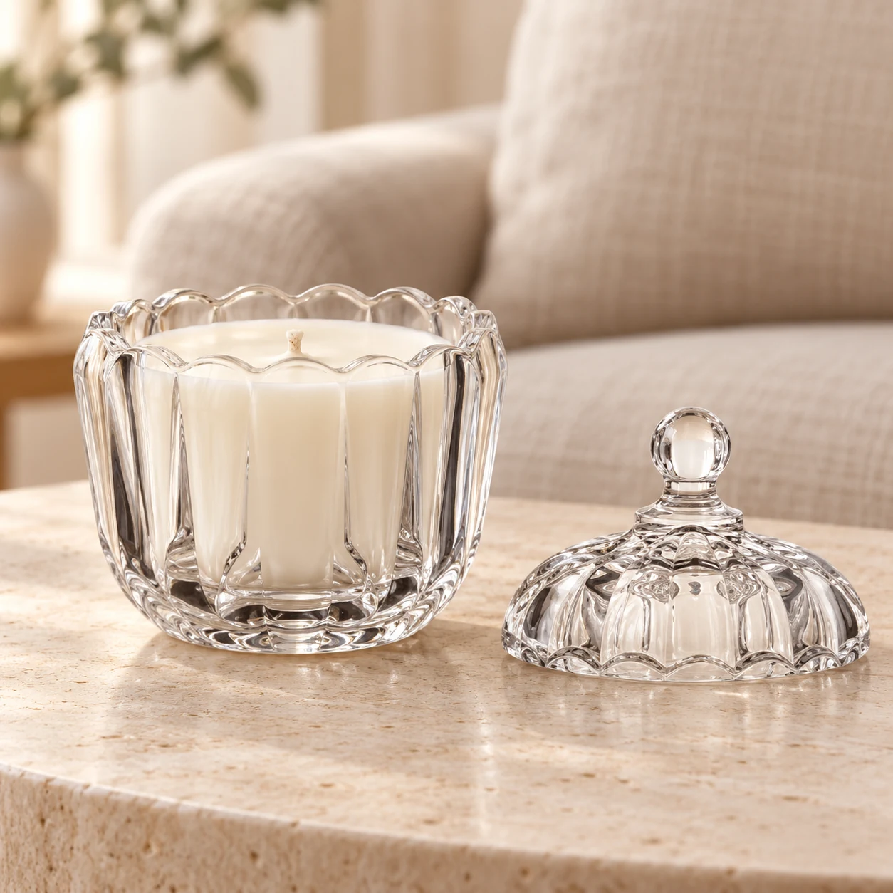 300ml Fluted Glass Candle Jar with Lid - VSS-CJ-089 — lifestyle 01