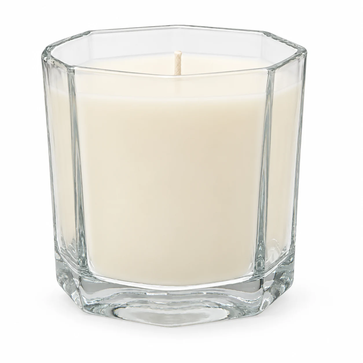 500ml Octagonal Glass Candle Jar - VSS-CJ-090 — clear wax