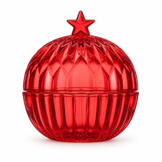 250ml Star Lid Round Glass Candle Jar — design 1 — red