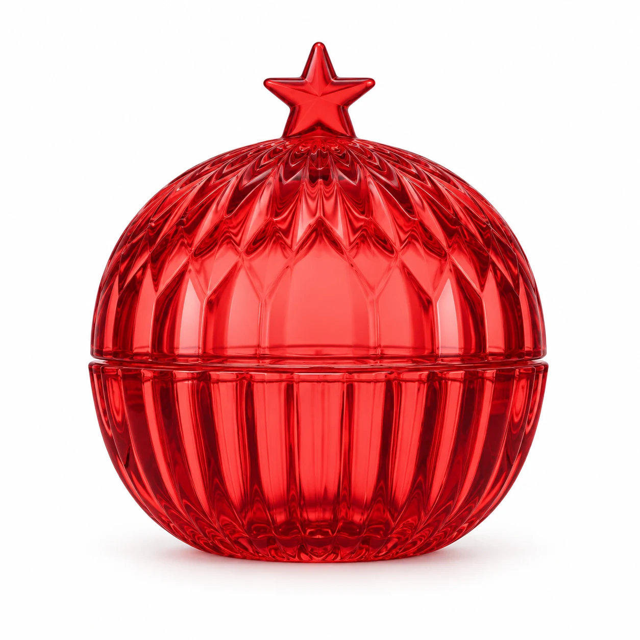 250ml Star Lid Round Glass Candle Jar — design 1 — red