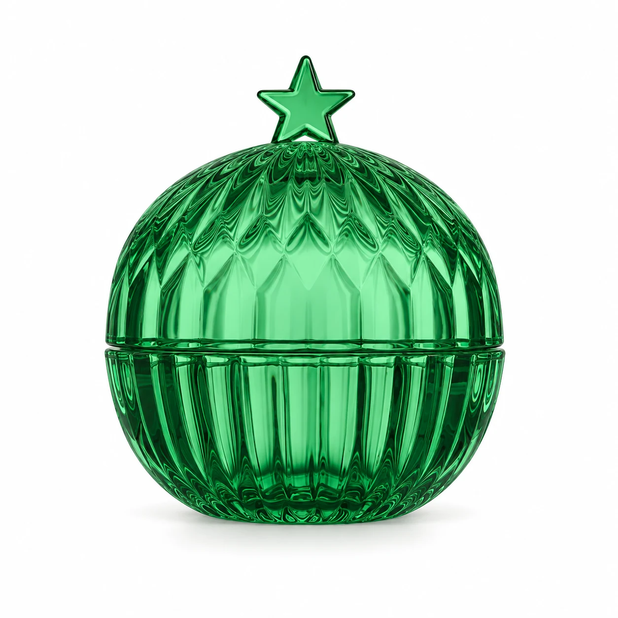 250ml Star Lid Round Glass Candle Jar — design 1 — green