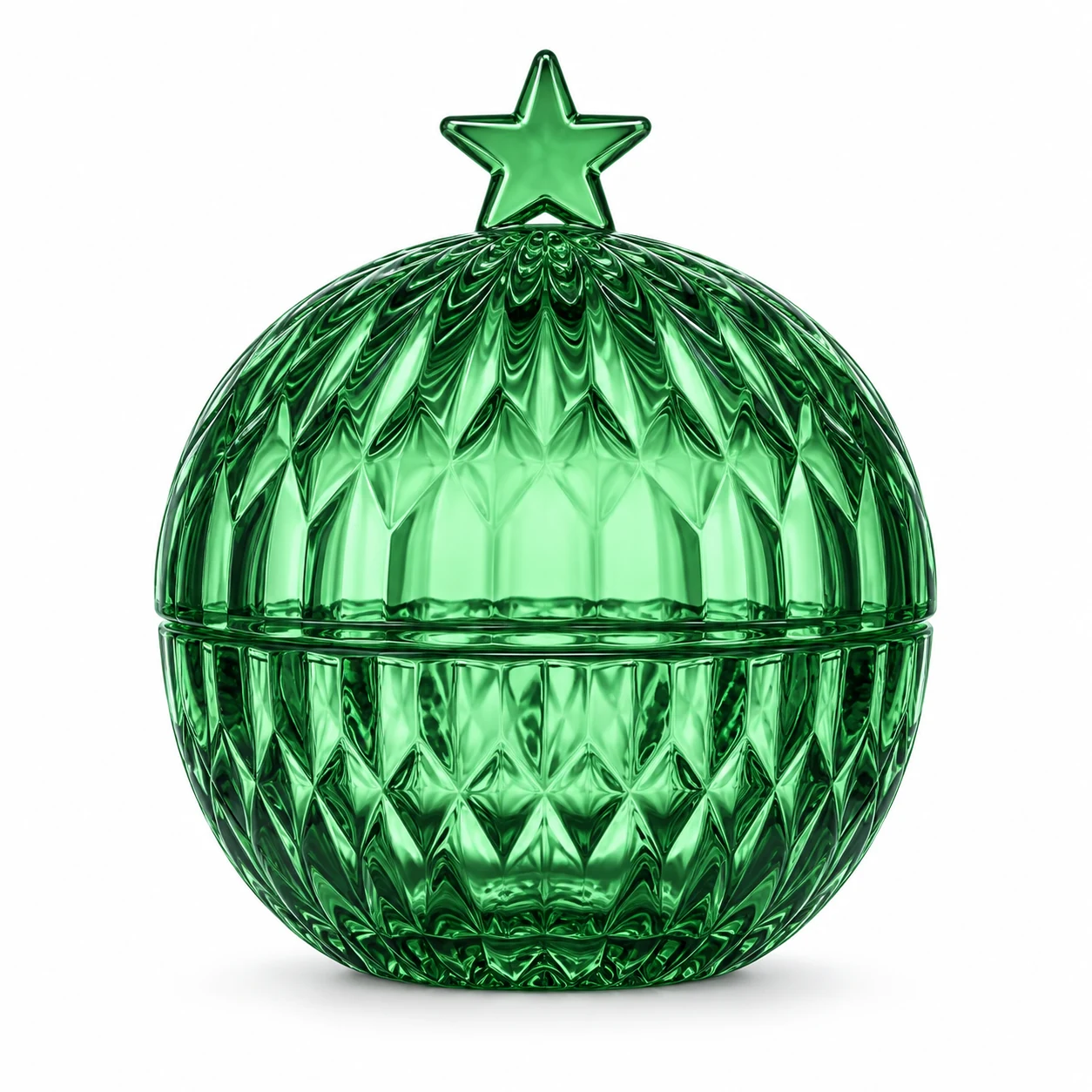 250ml Star Lid Round Glass Candle Jar — design 2 — green