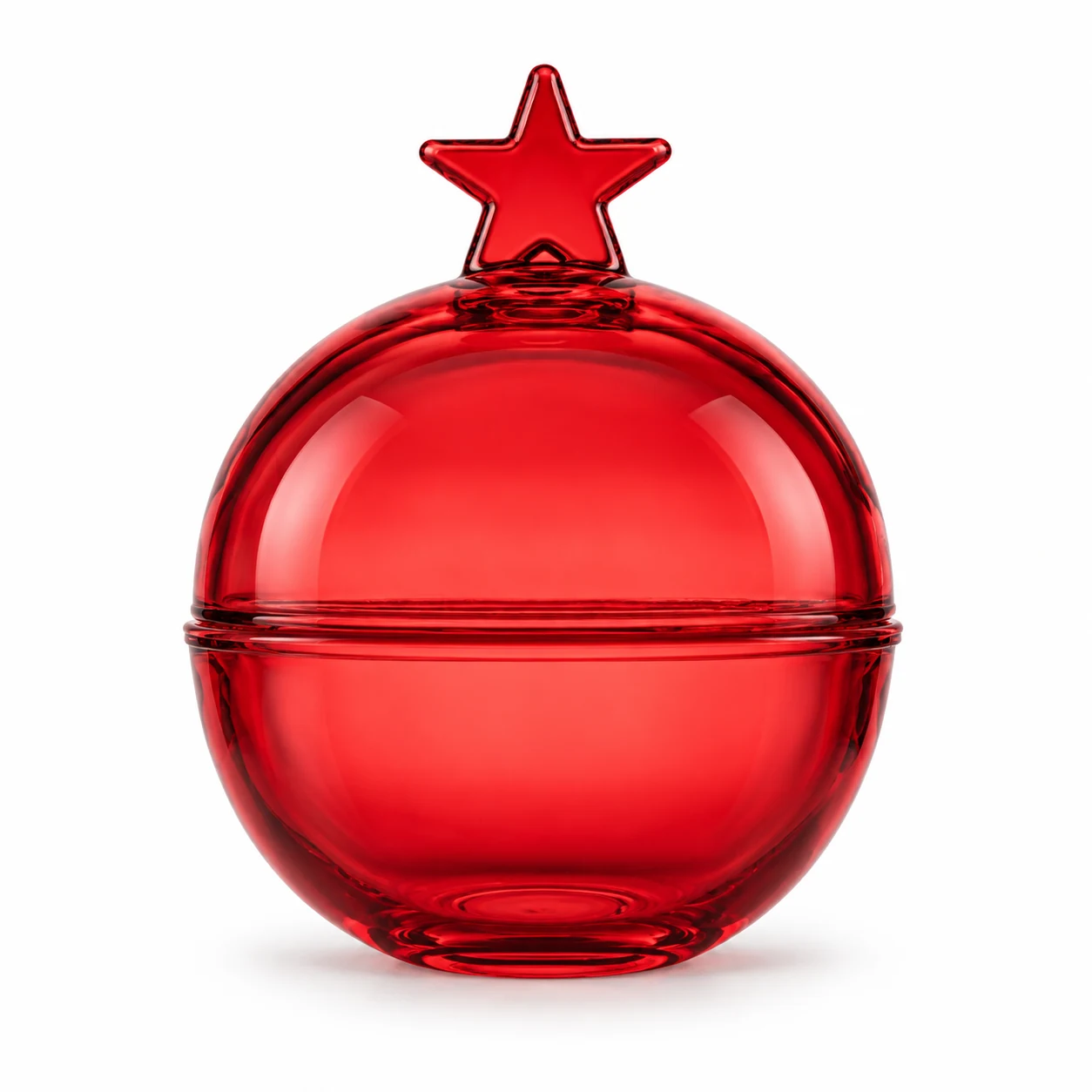 250ml Star Lid Round Glass Candle Jar — design 3 — red