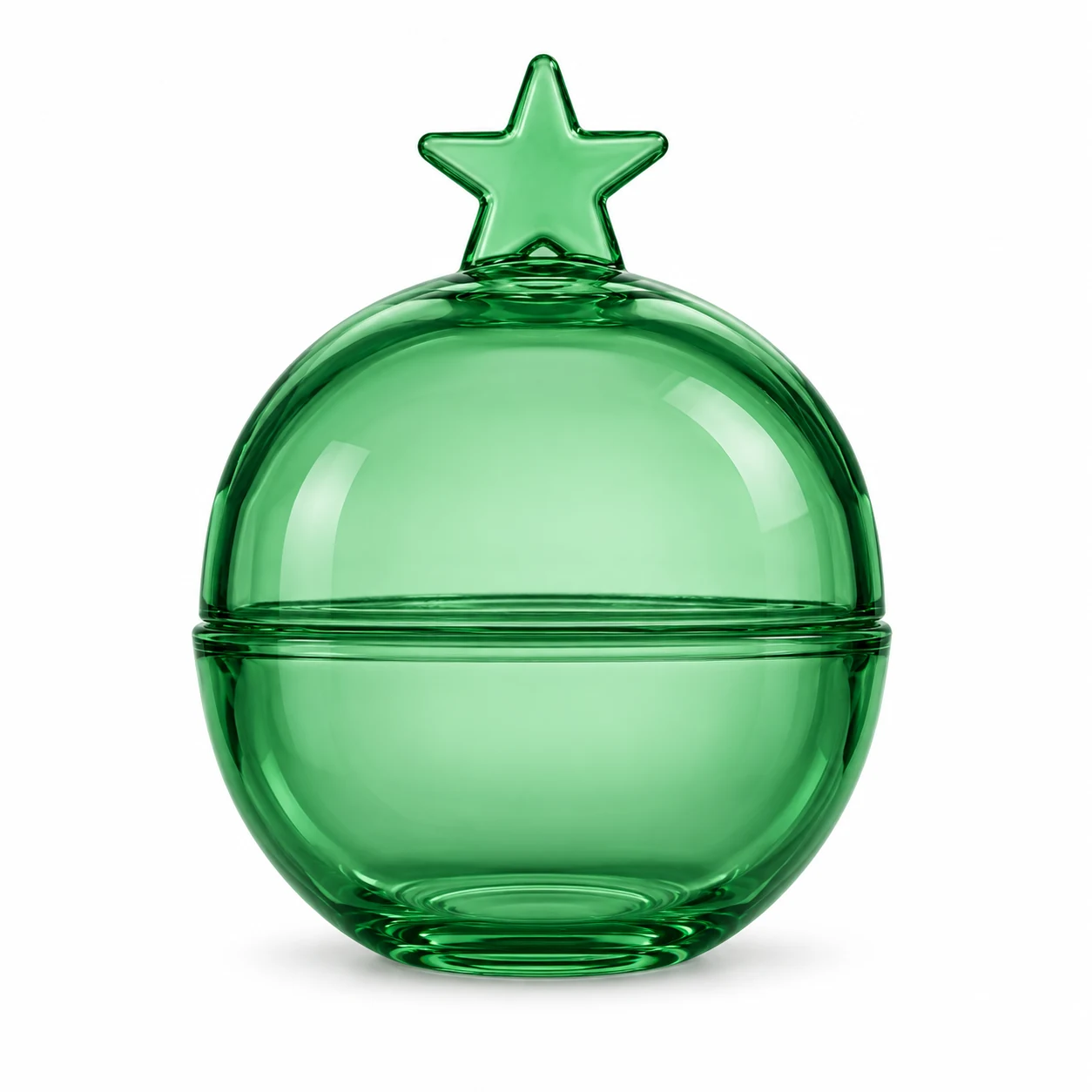 250ml Star Lid Round Glass Candle Jar — design 3 — green