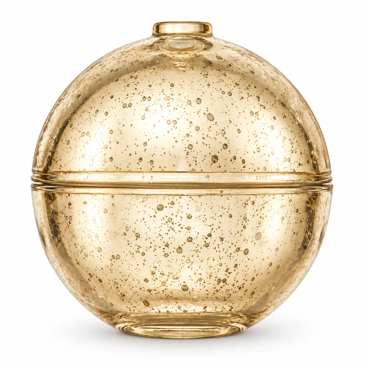 445ml Round Glass Candle Jar with Lid — design 1 — antique pale gold