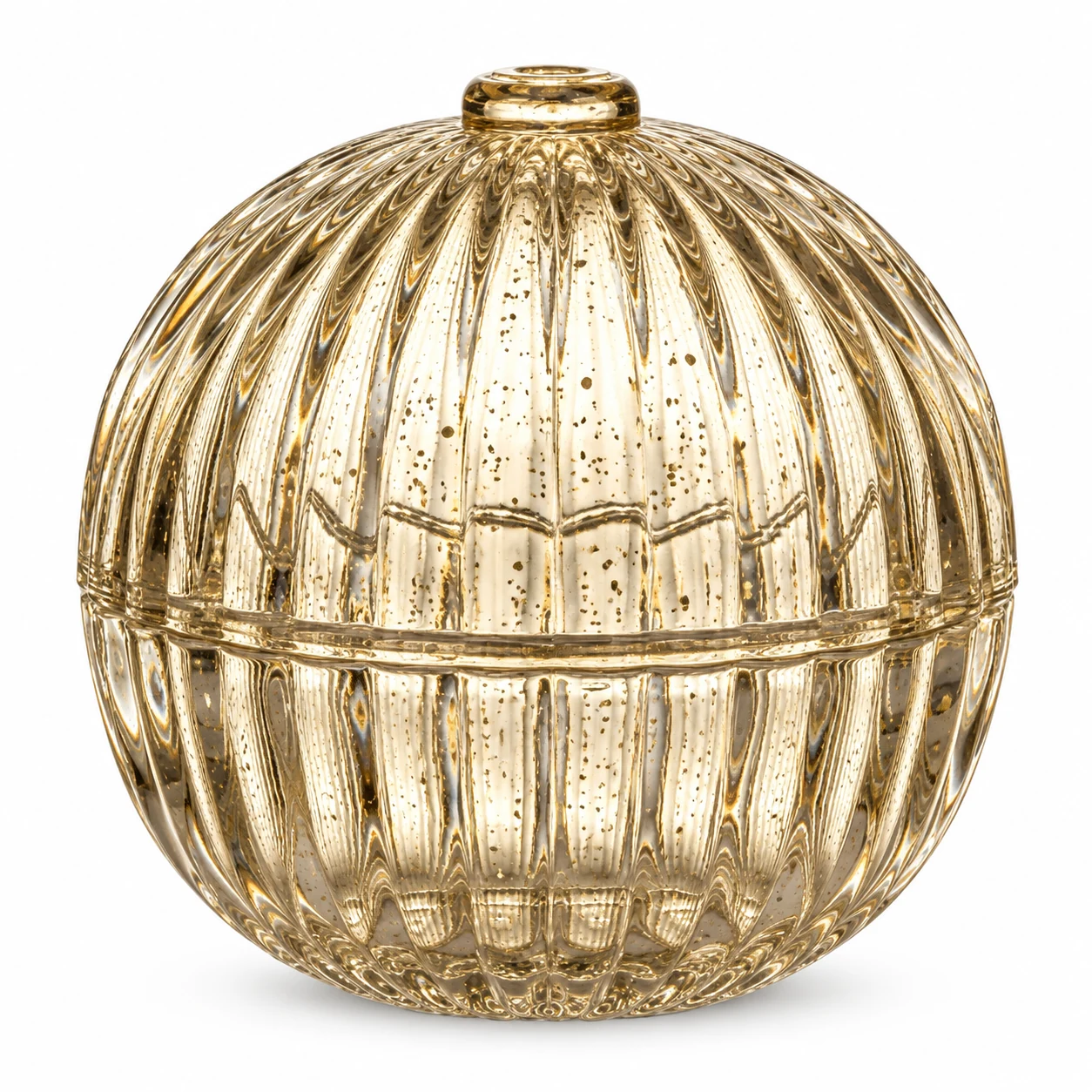445ml Round Glass Candle Jar with Lid — design 2 — antique pale gold