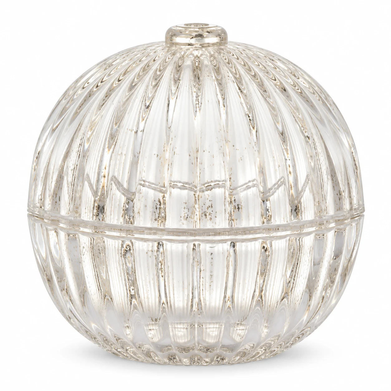 445ml Round Glass Candle Jar with Lid — design 2 — antique jade white