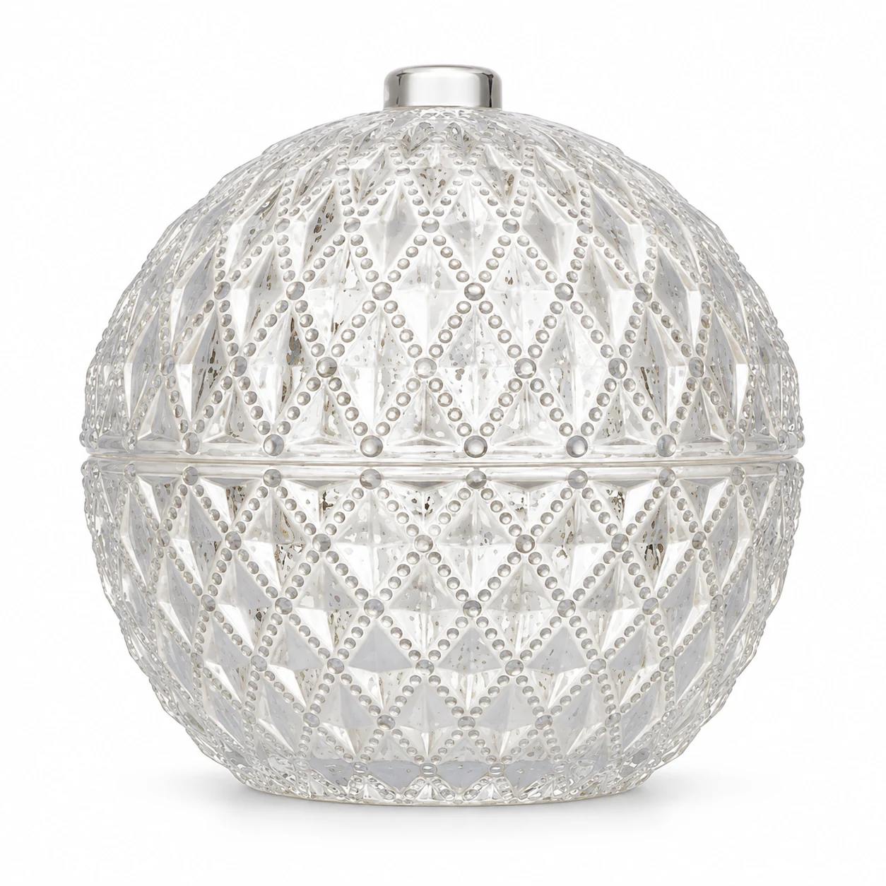 445ml Round Glass Candle Jar with Lid — design 3 — antique jade white