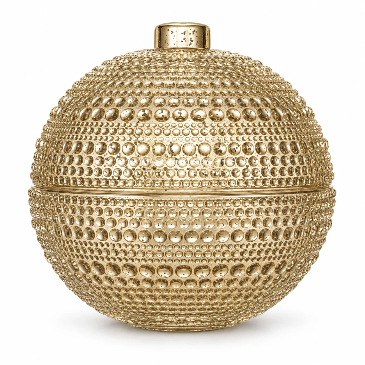 445ml Round Glass Candle Jar with Lid — design 4 — antique pale gold