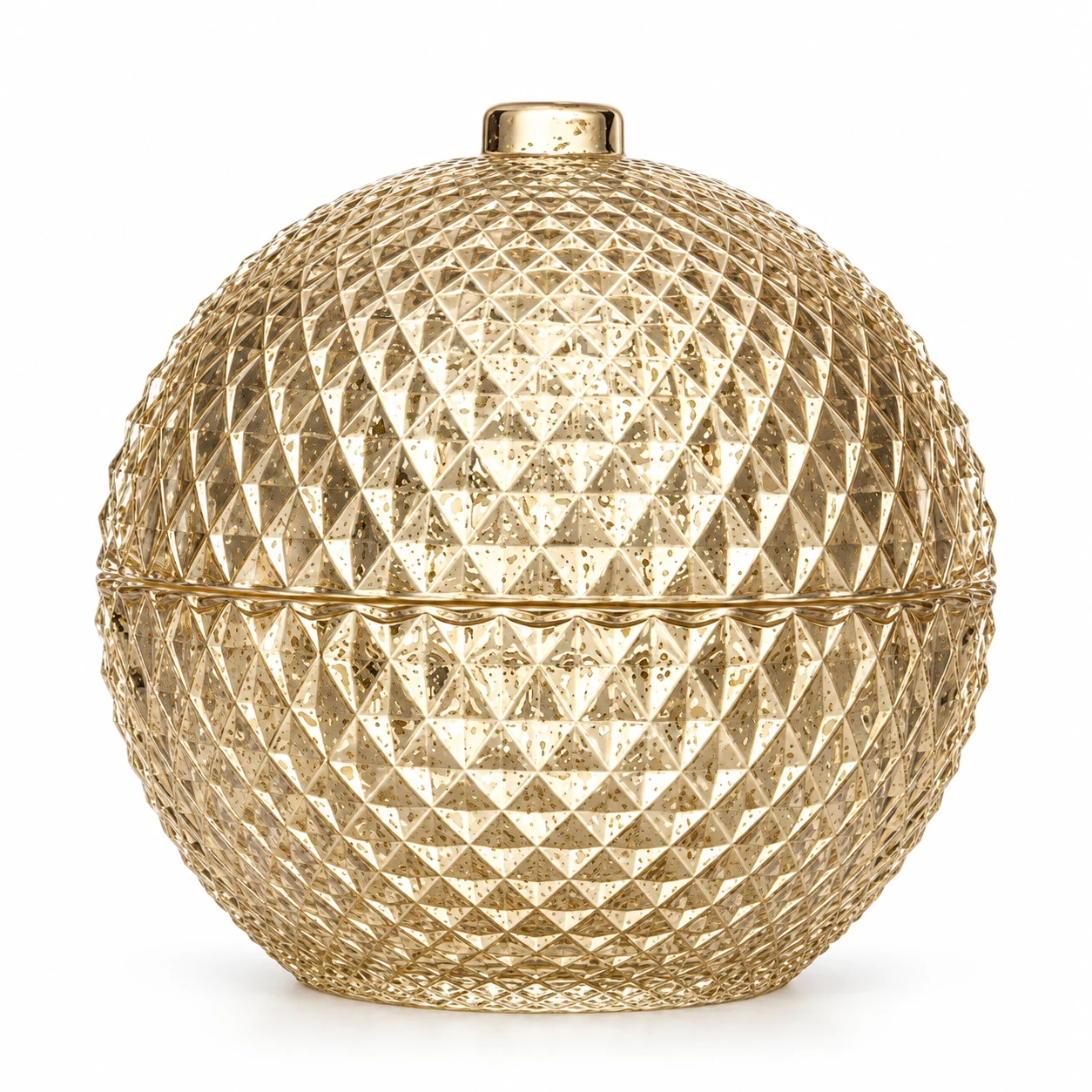 445ml Round Glass Candle Jar with Lid — design 5 — antique pale gold