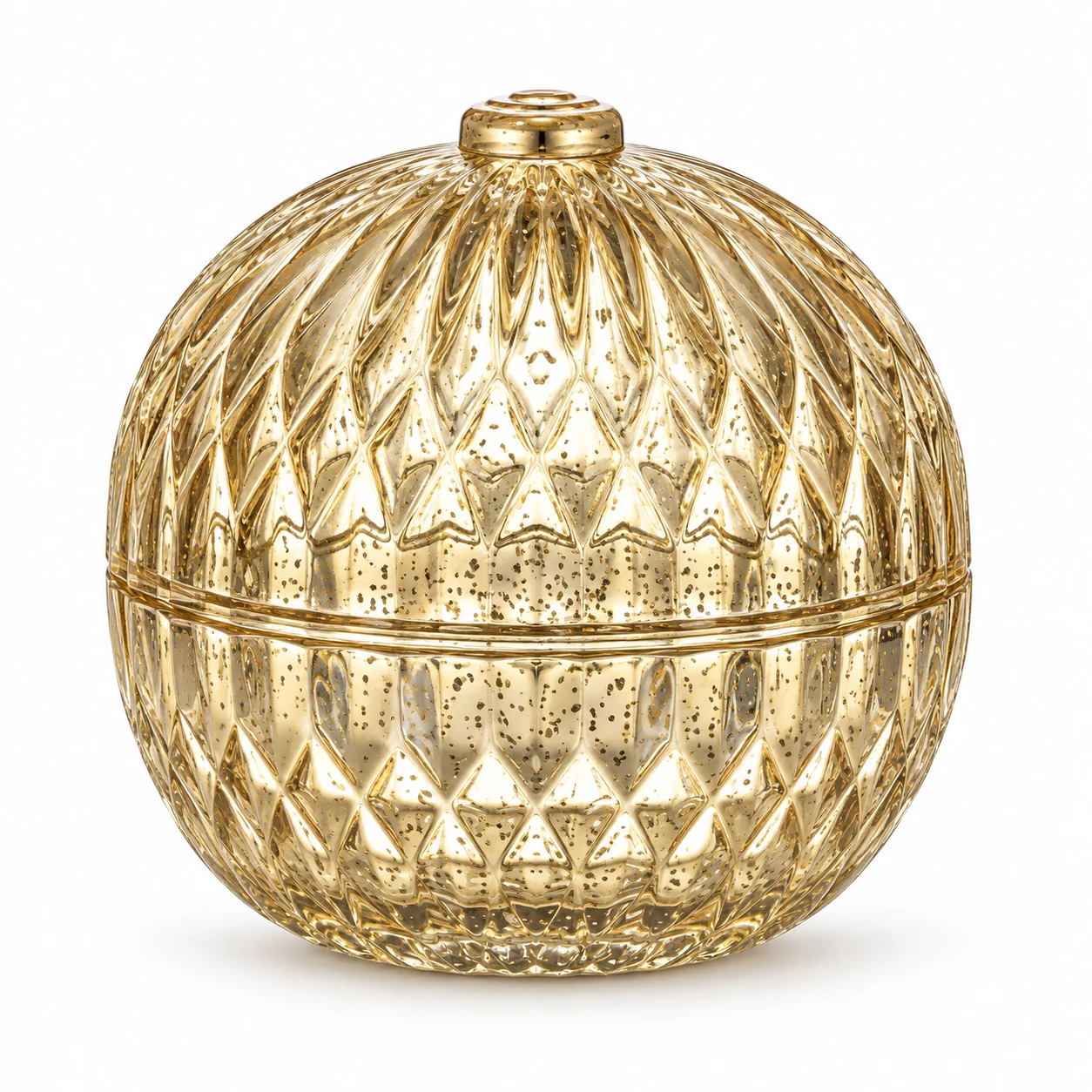 445ml Round Glass Candle Jar with Lid — design 6 — antique pale gold