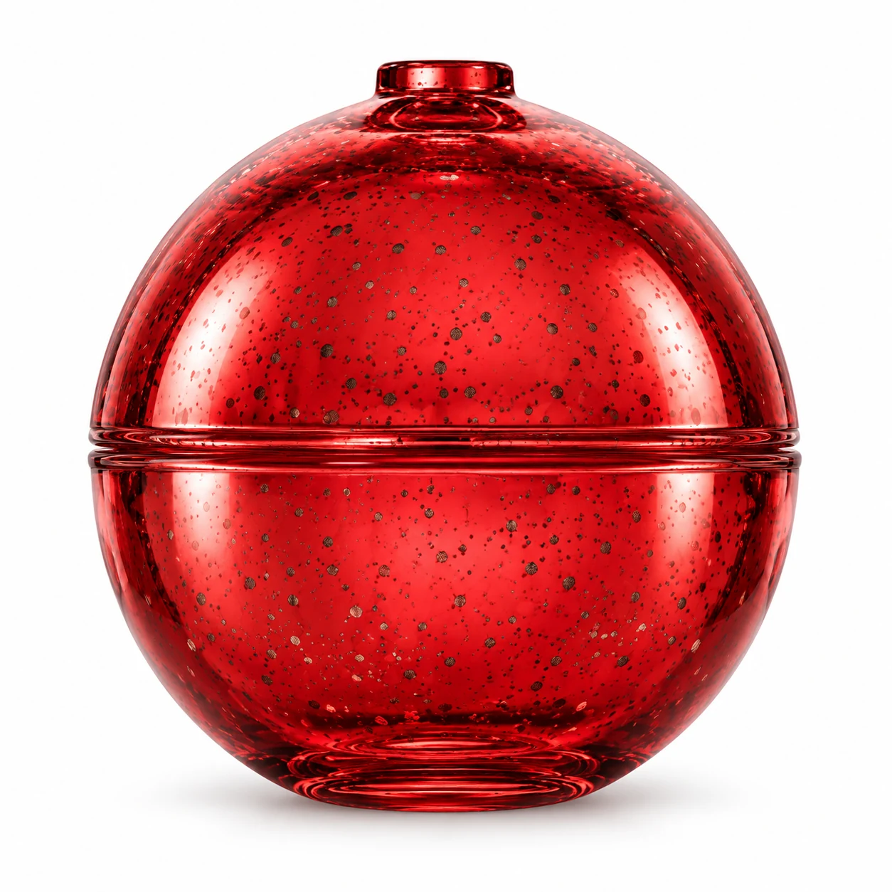 225ml Round Glass Candle Jar with Lid — design 1 — antique red