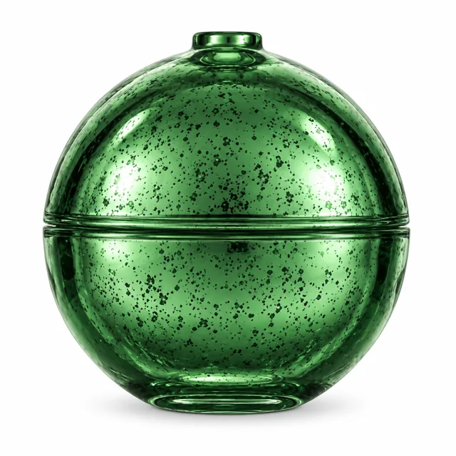 225ml Round Glass Candle Jar with Lid — design 1 — antique green