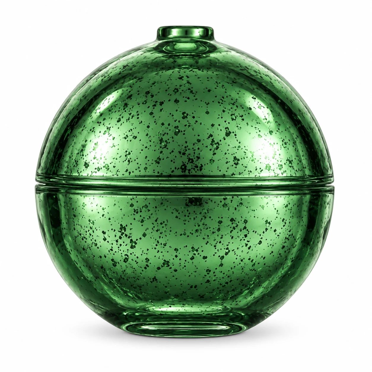 225ml Round Glass Candle Jar with Lid — design 1 — antique green