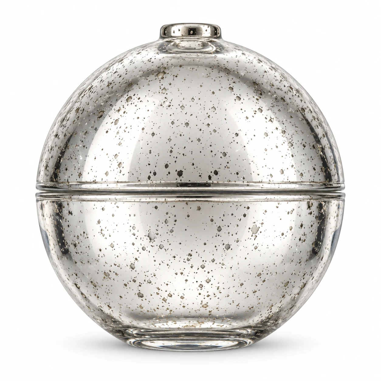 225ml Round Glass Candle Jar with Lid — design 1 — exterior antique silver