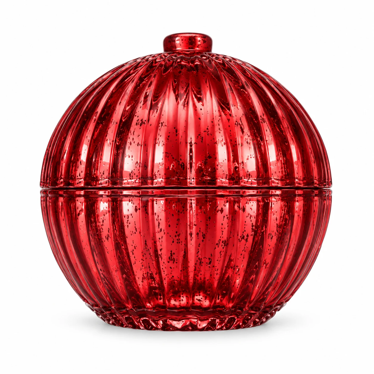 225ml Round Glass Candle Jar with Lid — design 2 — antique red