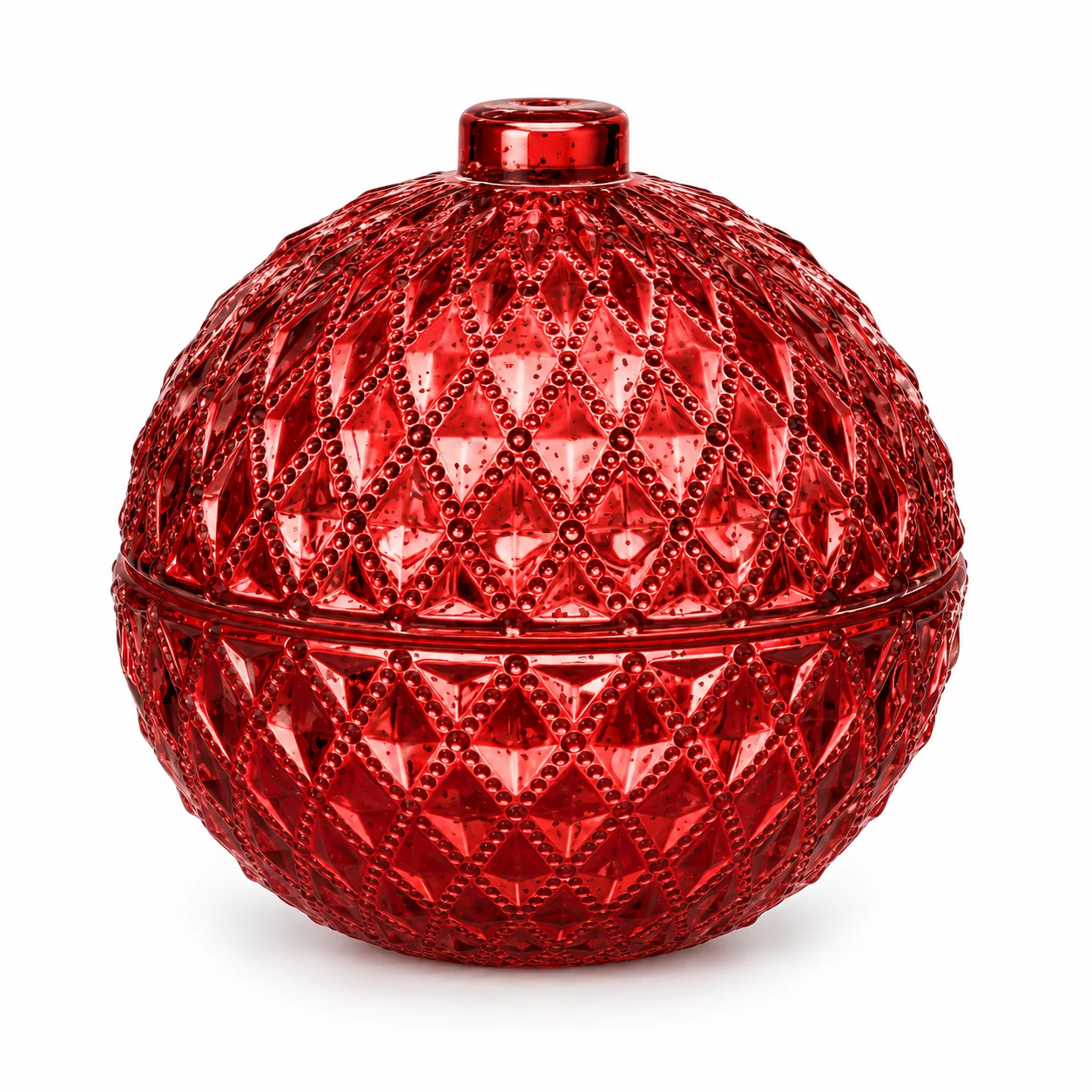 225ml Round Glass Candle Jar with Lid — design 3 — antique red