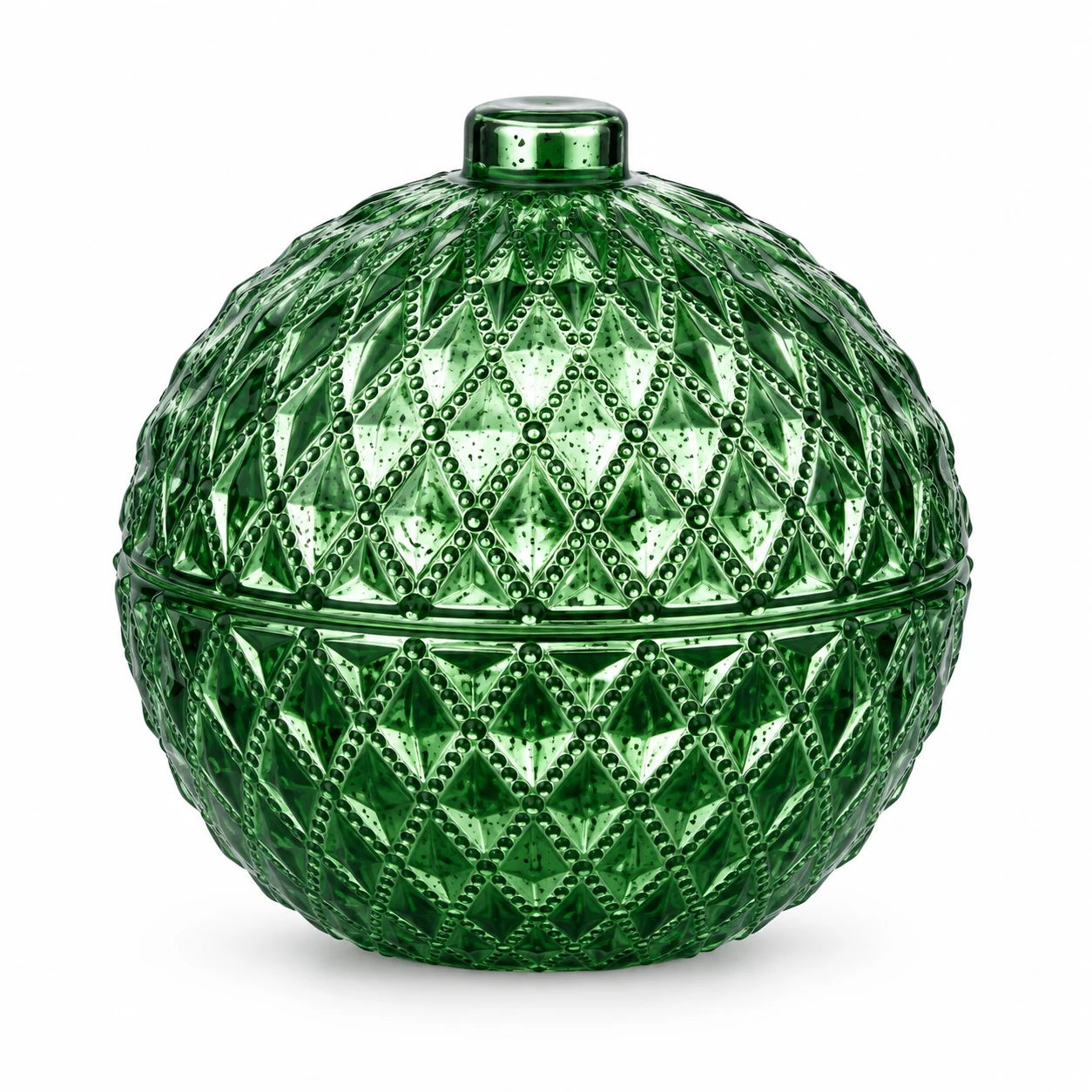225ml Round Glass Candle Jar with Lid — design 3 — antique green