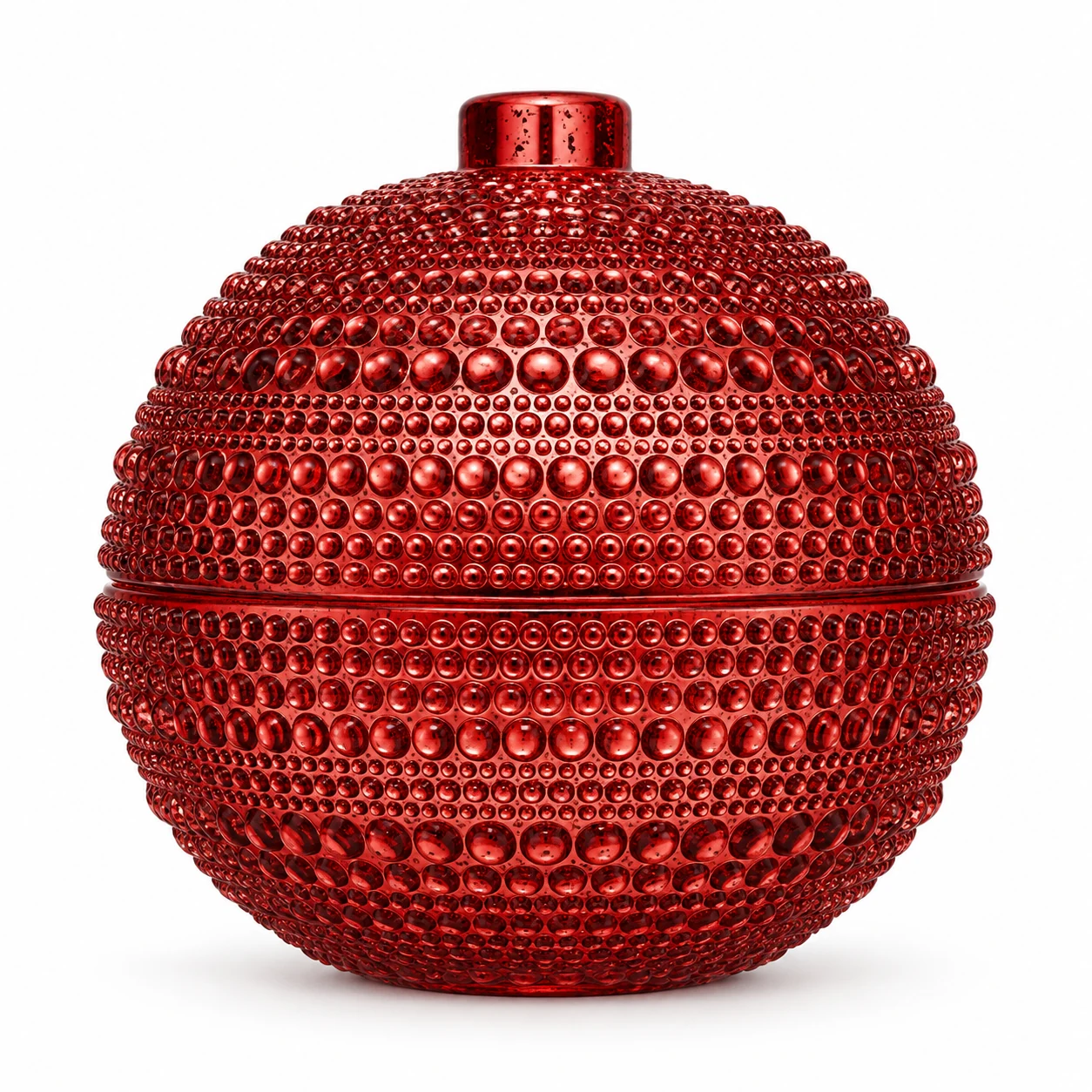 225ml Round Glass Candle Jar with Lid — design 4 — antique red
