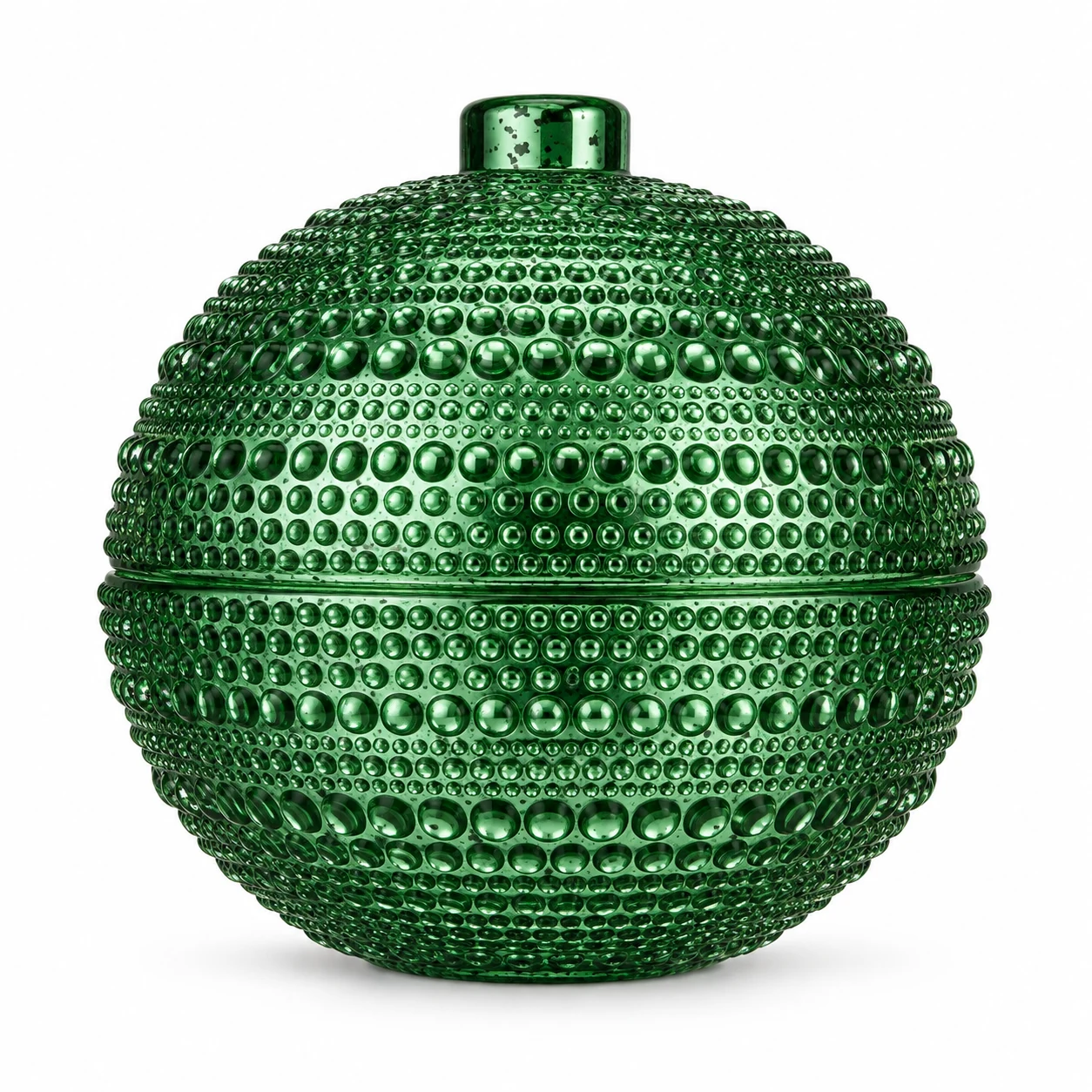 225ml Round Glass Candle Jar with Lid — design 4 — antique green