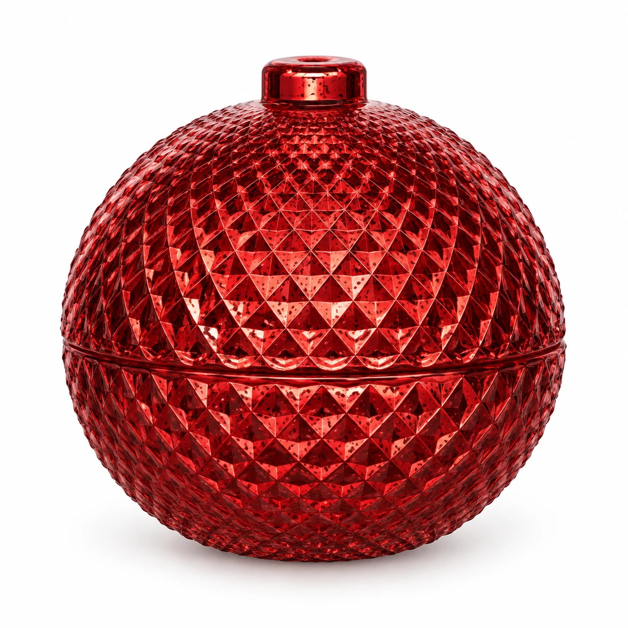 225ml Round Glass Candle Jar with Lid — design 5 — antique red