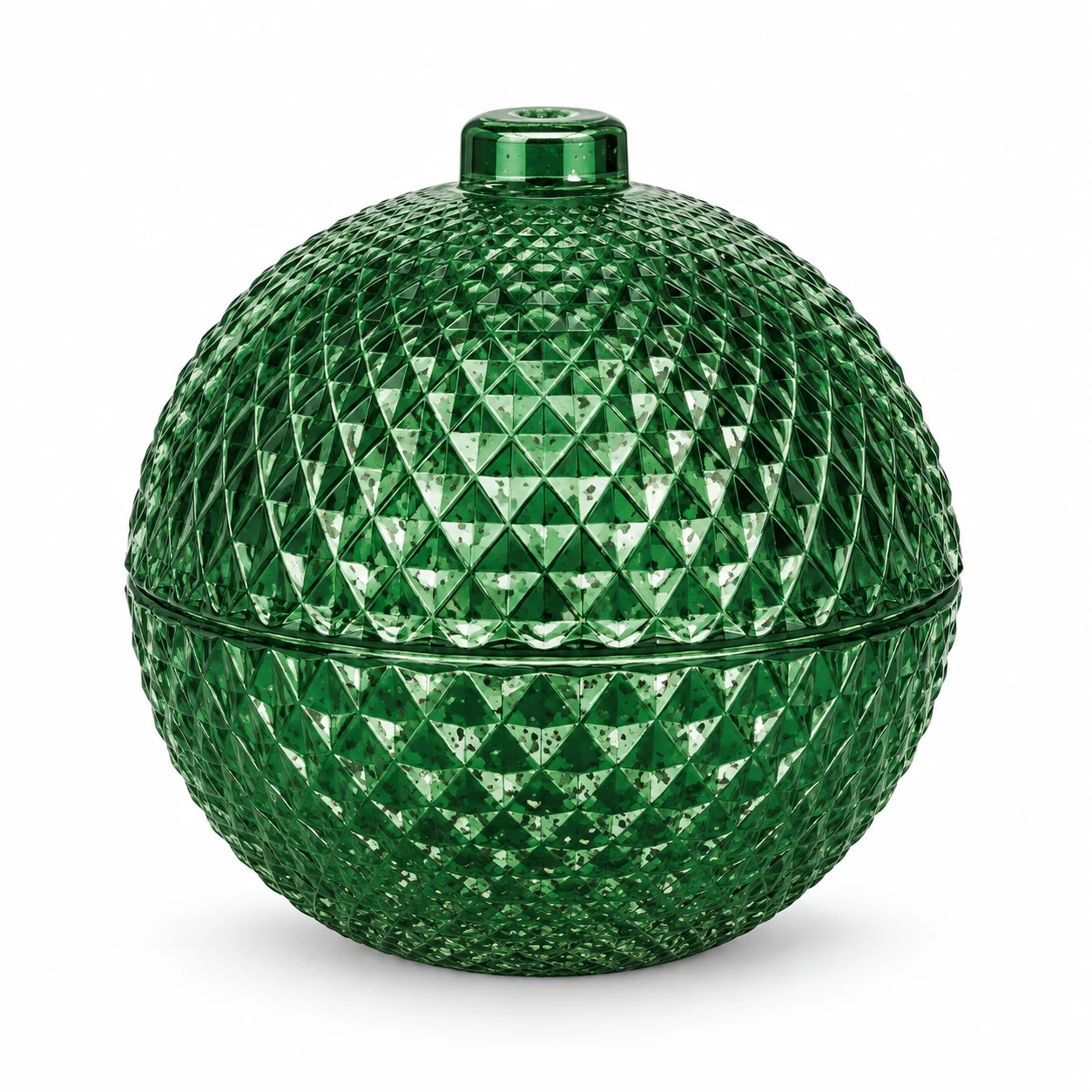 225ml Round Glass Candle Jar with Lid — design 5 — antique green
