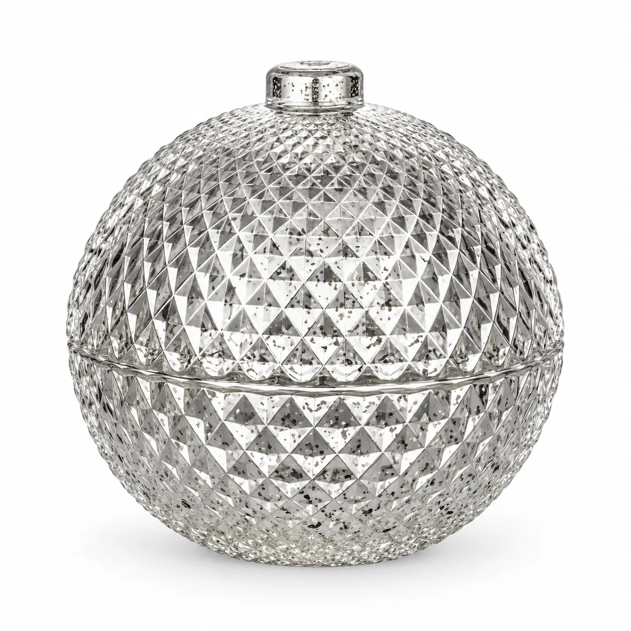 225ml Round Glass Candle Jar with Lid — design 5 — exterior antique silver