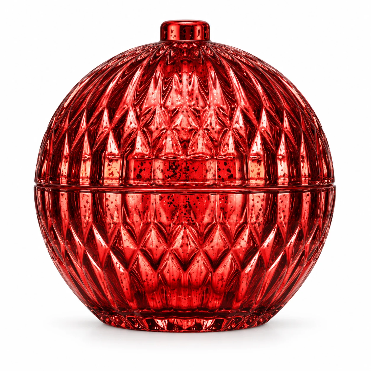 225ml Round Glass Candle Jar with Lid — design 6 — antique red