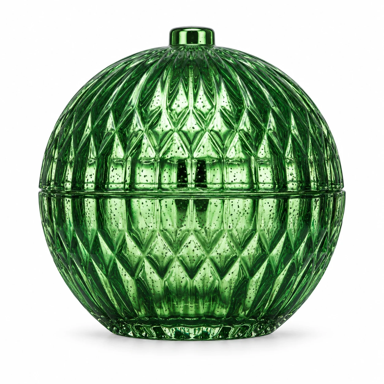 225ml Round Glass Candle Jar with Lid — design 6 — antique green