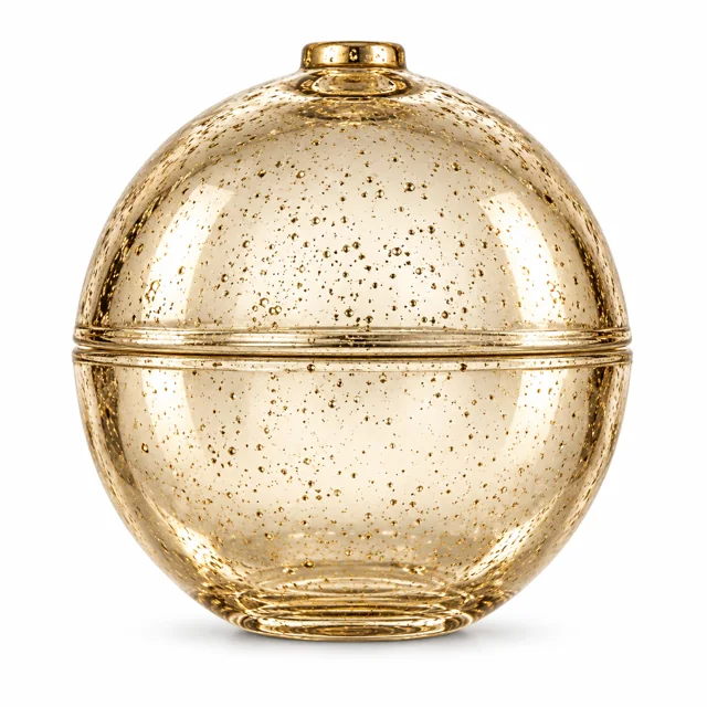 90ml Mini Round Glass Candle Jar with Lid — design 1 — exterior antique pale gold