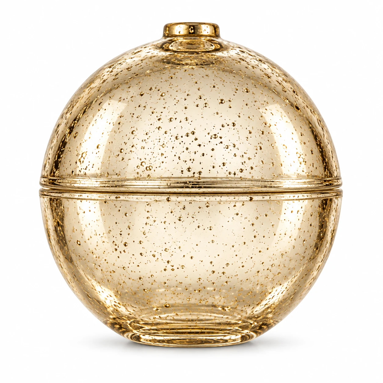 90ml Mini Round Glass Candle Jar with Lid — design 1 — exterior antique pale gold